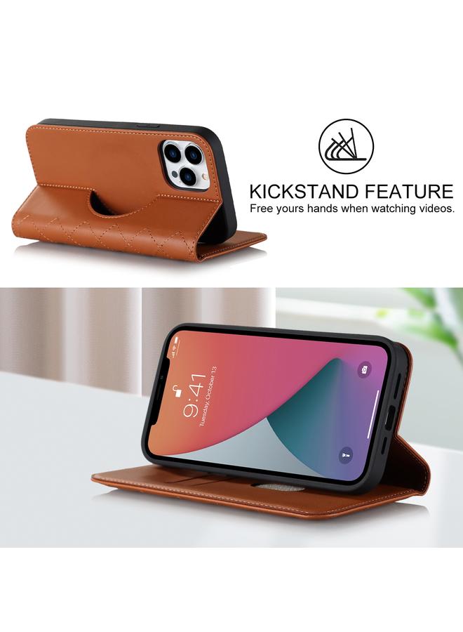 Zaboon Case For iPhone 12 Pro Max Rhombic MagSafe RFID Anti-Theft Wallet Leather Phone Case - Image 4