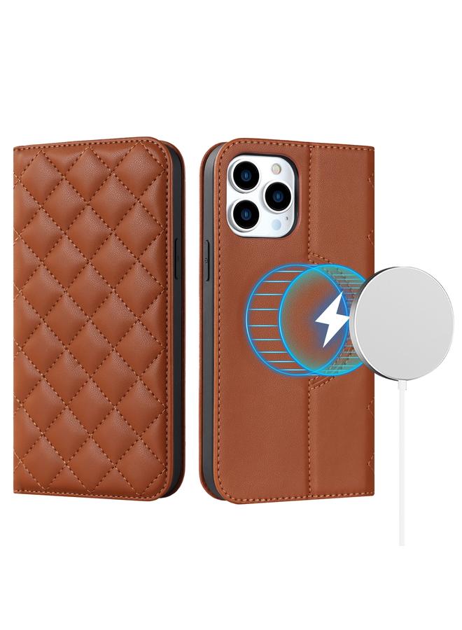 Zaboon Case For iPhone 12 Pro Max Rhombic MagSafe RFID Anti-Theft Wallet Leather Phone Case - Image 1