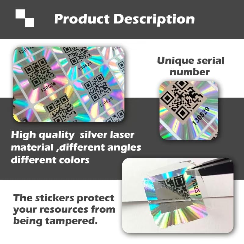 ILMBVM 500pcs QR Code Hologram Warranty Void Sticker，Tamper Proof Security Seal Labels with Serial Number,Tamper evident Sticker(1x1 inch)… - Image 3