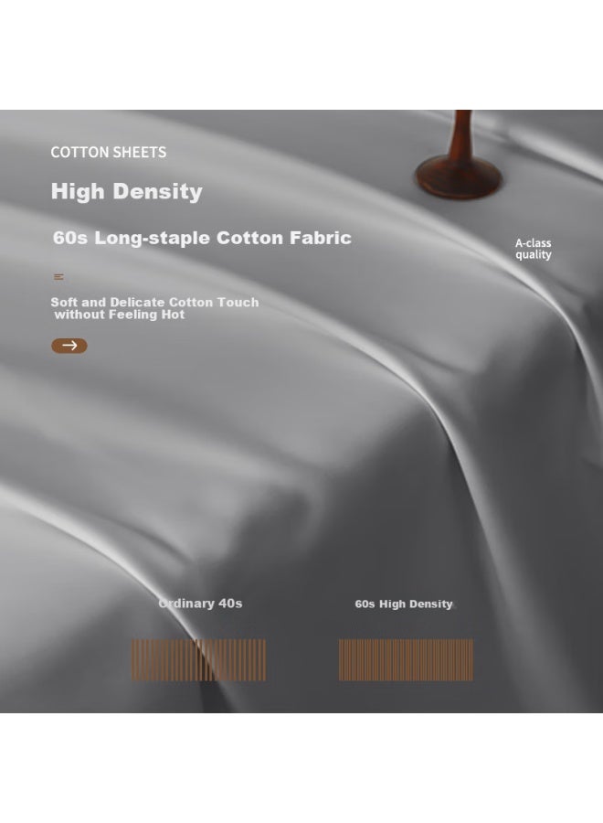 La Torretta Bed Sheet Single Piece A-class 60-count Long-staple Cotton Solid Color Pure Cotton Hotel Bedding Sheet Duvet Cover, Cloud Gray 250*250cm