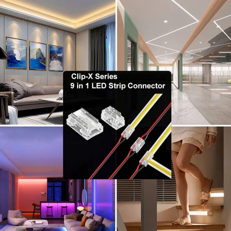 Snoogg 8-in-1 LED Strip Connector, easy installation 2Pin SMD COB extension connectors IP20 Mono, Solderless Quick Connect, Beetle Clip X,DIY Lighting Projects (20) - Image 4