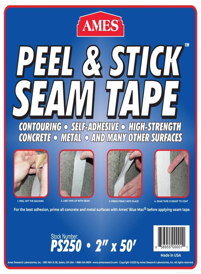 AMES Peel & Stick Seam Tape - 2” x 50’ Roll, Grey - Contouring, High-Strength Self-Adhesive Tape Perfect for Concrete, Metal, Wood and More - Made in The USA - Image 2