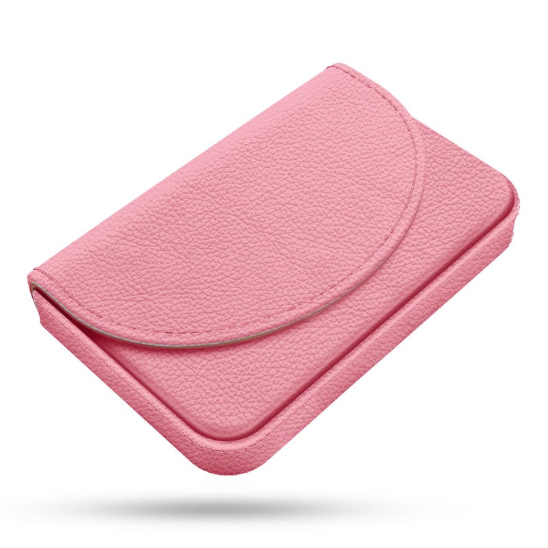 xiviers Business Card HolderPU Leather Business Card Case Color Printing Pattern Card Holder WalletPockets Magnetic Credit Card Holders for Men and WomenPink - Image 3