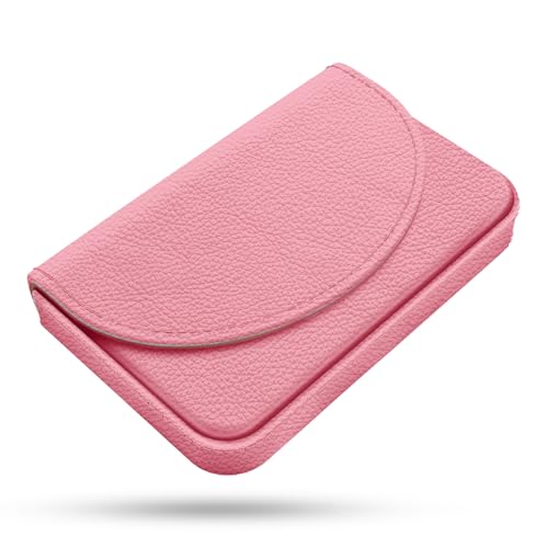 xiviers Business Card HolderPU Leather Business Card Case Color Printing Pattern Card Holder WalletPockets Magnetic Credit Card Holders for Men and WomenPink - Image 1
