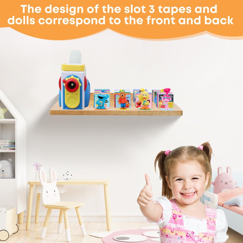PHOENANCEE Floating Shelves for Little Tikes Story Dream Machine,Wall Shelf for Little Tikes Projector Books Audio Play Character Storage Tray Organizer for Toddlers and Kids Girls Boys,Oak(Natural Wood) - Image 4