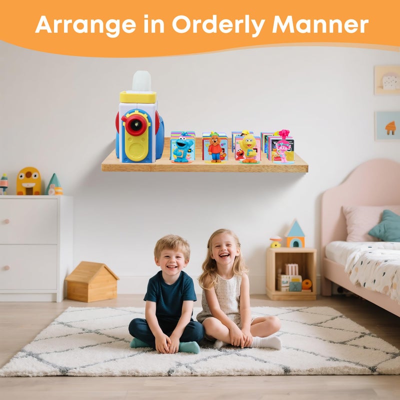 PHOENANCEE Floating Shelves for Little Tikes Story Dream Machine,Wall Shelf for Little Tikes Projector Books Audio Play Character Storage Tray Organizer for Toddlers and Kids Girls Boys,Oak(Natural Wood) - Image 2