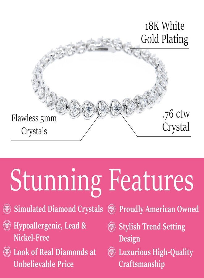 Cate & Chloe Rosalie 18k White Gold Tennis Bracelet with Round Cut Simulated Diamond Crystals, Elegant Jewelry for Women, Gift for Her - Image 2