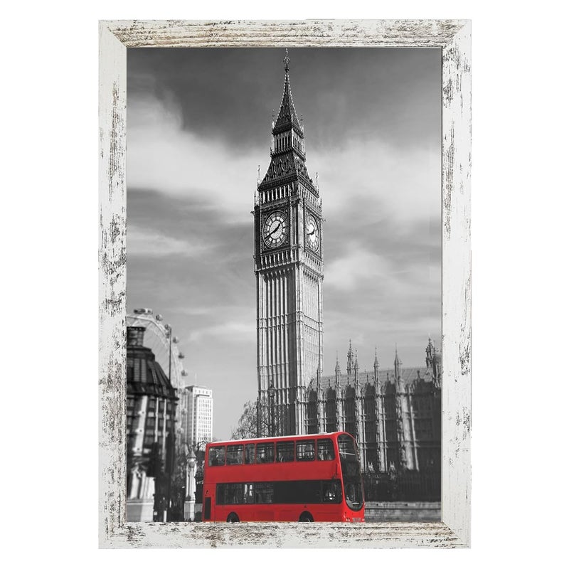 Capcillin 11x17 Picture Frame Wood Pattern Distressed White Poster Frame Set of 1 Wall MountingPlexiglassGreat for Prints Muraland ArtCP003MD11x17RW