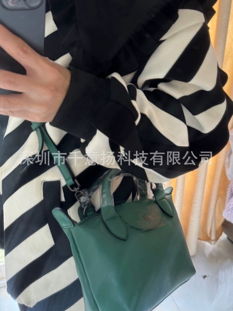 High Quality Dragon Bag Mini Cattle Skin Dumpling Bag Commuter All-Match Portable Shoulder Bag Adjustable Shoulder Strap Crossbody Bag For Women - Image 3