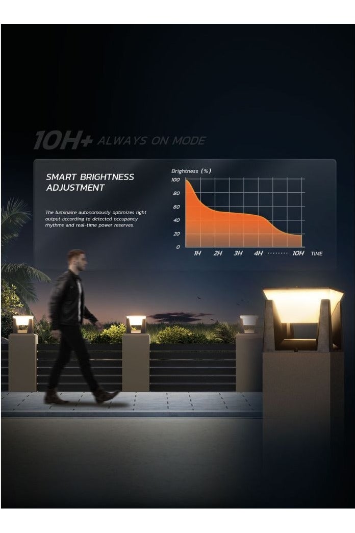 مودي مصباح شمسي خارجي للأعمدة – حجم متوسط، 3 ألوان إضاءة، مستشعر حركة، مقاوم للماء IP65، تشغيل تلقائي من الغروب للفجر – قطعة واحدة - Image 5