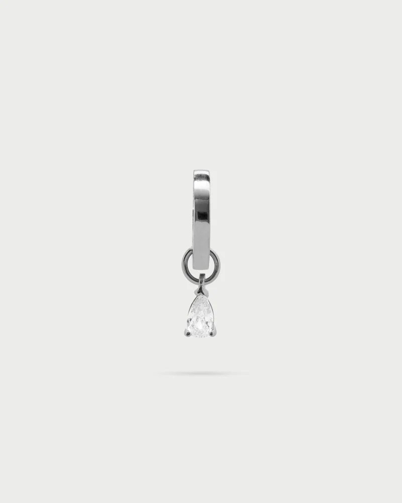 Rue Des Mill Mini hoop drop single earring - Rhodium