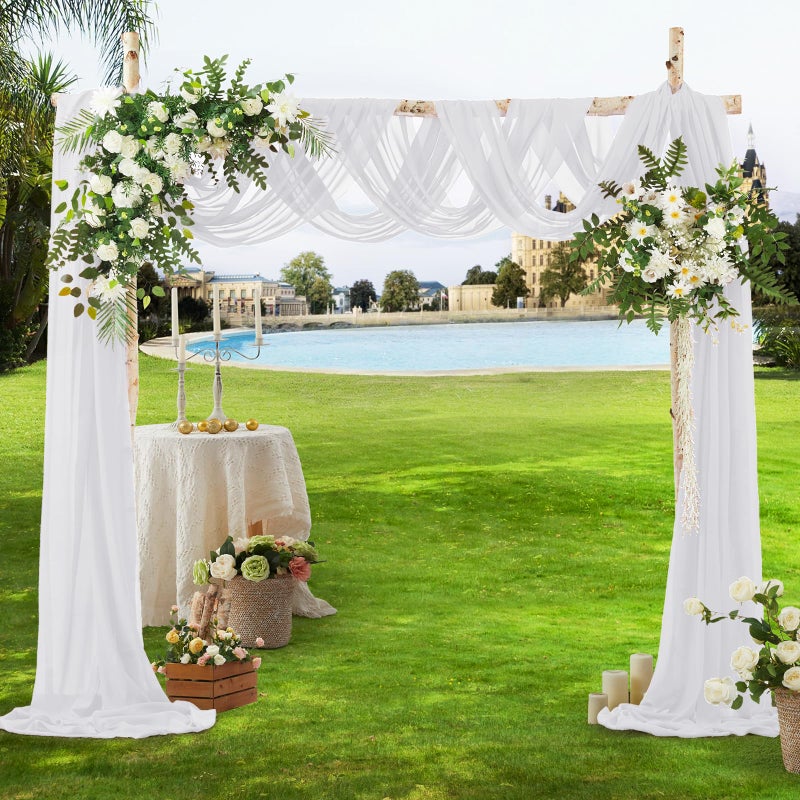 VACVELT White Chiffon Fabric by The Yard, 60 Inch Wide Chiffon Sheer Fabric Bolt Wedding Draping Fabric, Soft Chiffon Fabric for Wedding Arch Draping Backdrop, Party Decoration (Pre-Cut, 1 Yard) - Image 4