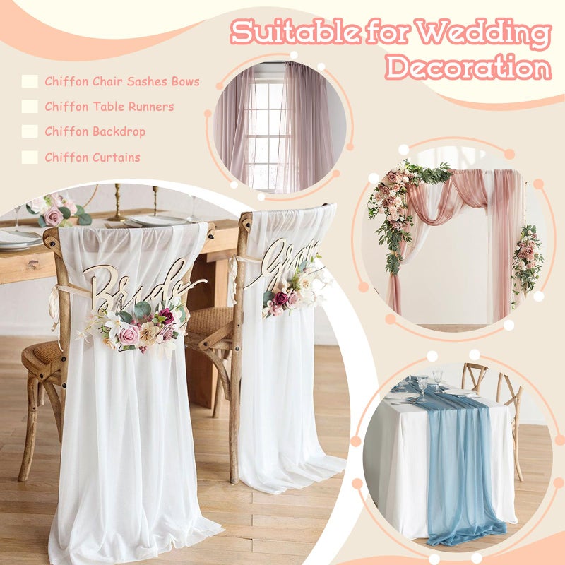 VACVELT White Chiffon Fabric by The Yard, 60 Inch Wide Chiffon Sheer Fabric Bolt Wedding Draping Fabric, Soft Chiffon Fabric for Wedding Arch Draping Backdrop, Party Decoration (Pre-Cut, 1 Yard) - Image 5
