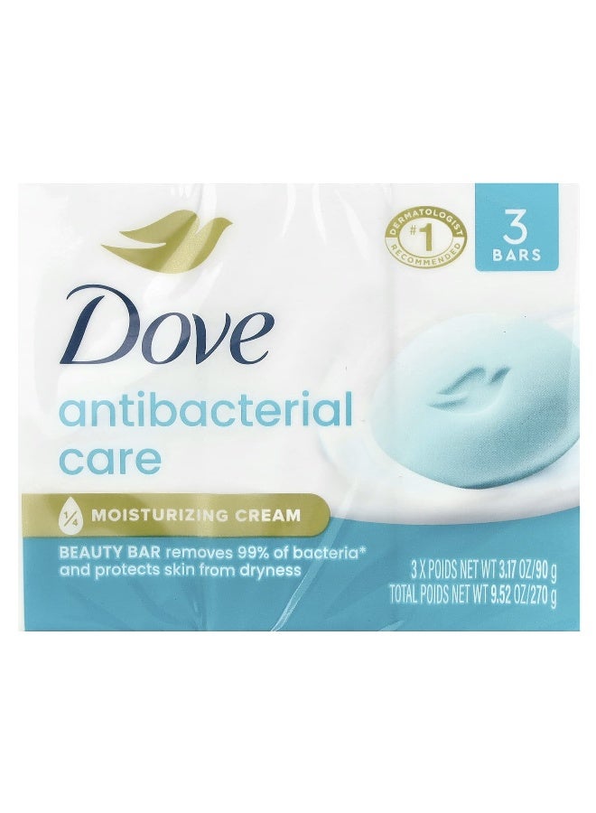 Dove, Antibacterial Care, Beauty Bar Soap , 3 Bars, 3.17 oz (90 g) Each - Image 2