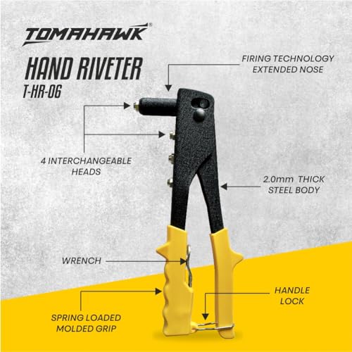 TOMAHAWK® Heavy Duty Riveter Set with 16Nozzles & Anti-Corrosion Properties Ideal for Joining & Fabrication Metals Sheet, Leather & Plastic Parts - Image 3