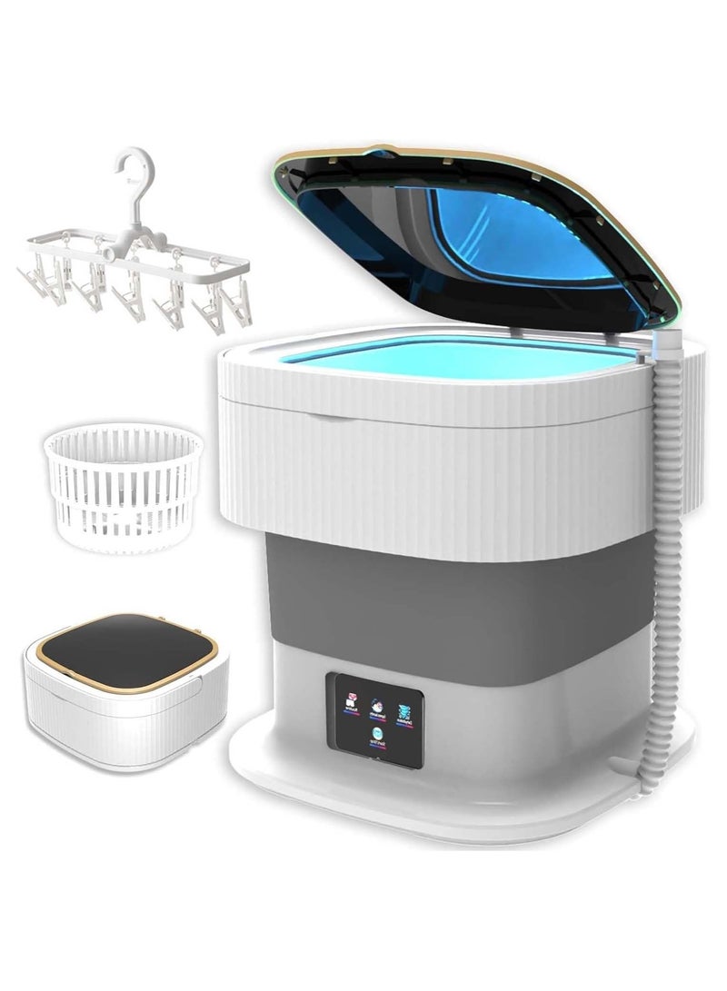 Foldable Portable Washing Machine with Bucket & Folding Hanger, Compact Washer & Dryer for Baby Clothes, Underwear, Smart Laundry Solution for Travel & Home Use  - Image 1