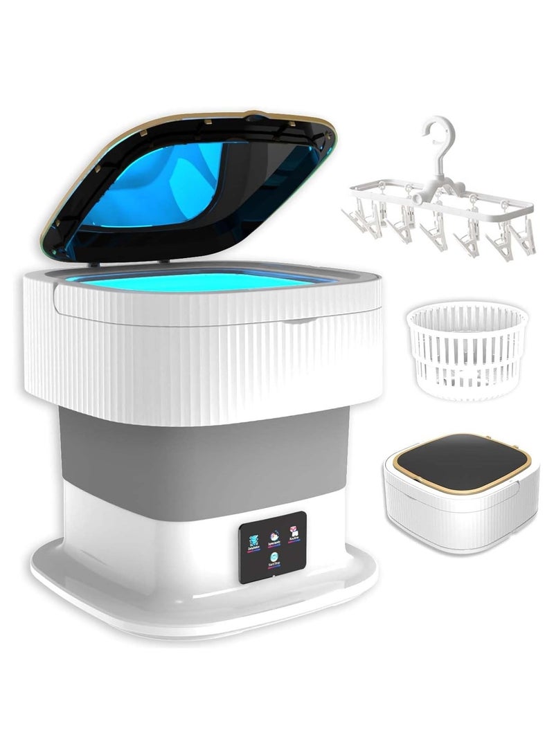 Foldable Portable Washing Machine with Bucket & Folding Hanger, Compact Washer & Dryer for Baby Clothes, Underwear, Smart Laundry Solution for Travel & Home Use  - Image 2
