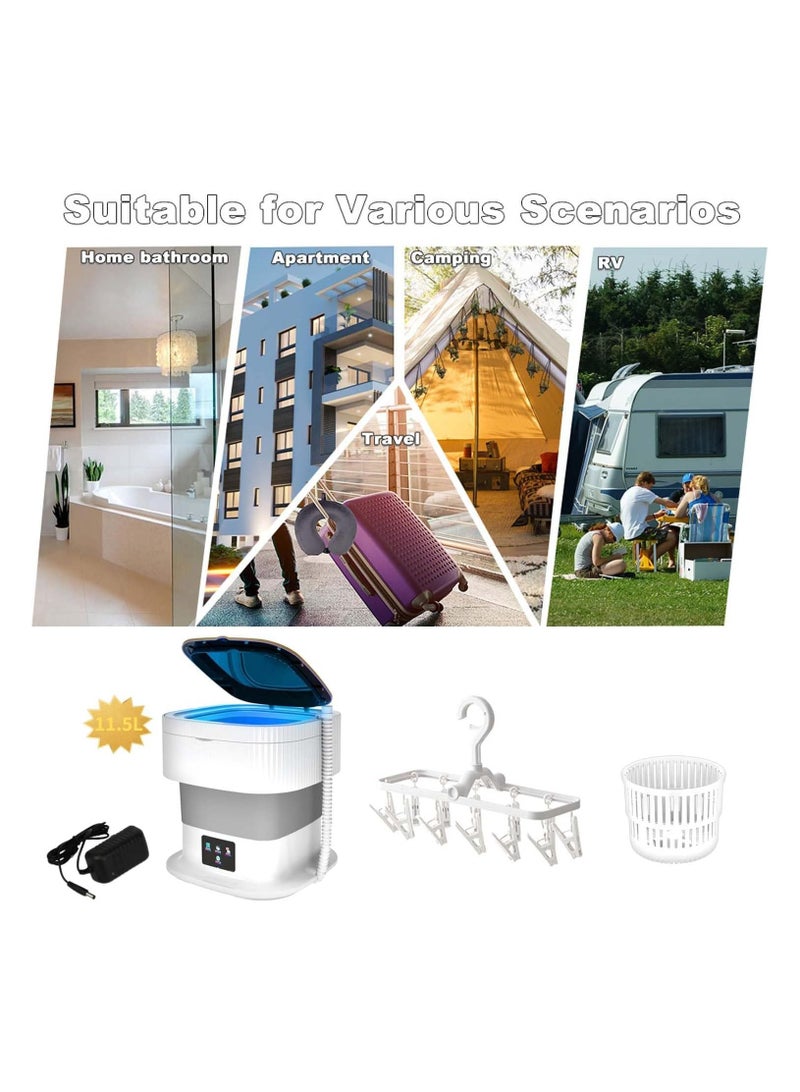 Foldable Portable Washing Machine with Bucket & Folding Hanger, Compact Washer & Dryer for Baby Clothes, Underwear, Smart Laundry Solution for Travel & Home Use  - Image 5