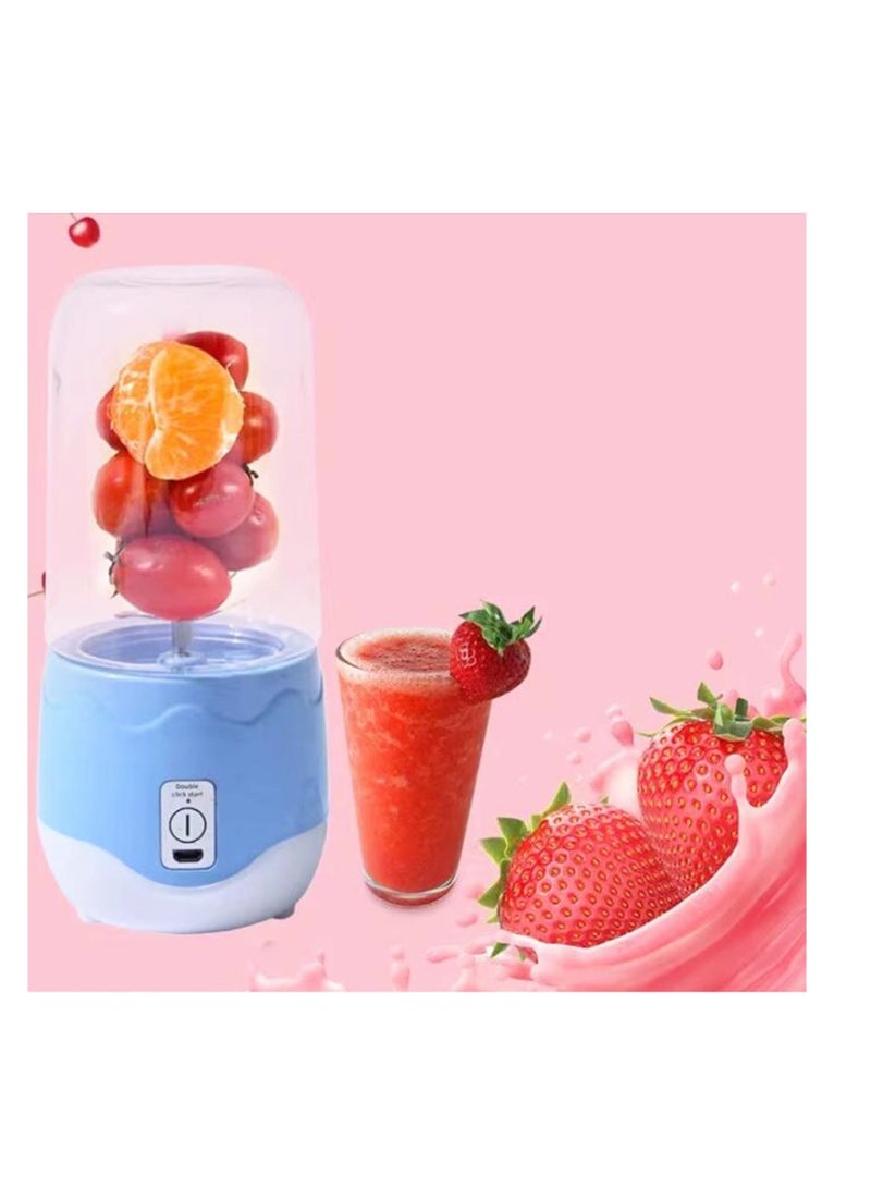 Portable Blender Juicer Cup Travel Blending Bottles with USB Rechargeable for Shakes Smoothies Kitchen And Gym Blue