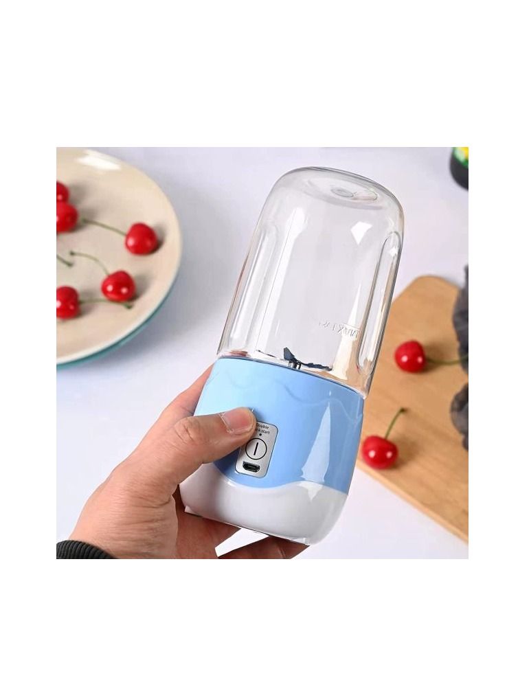Portable Blender Juicer Cup Travel Blending Bottles with USB Rechargeable for Shakes Smoothies Kitchen And Gym Blue