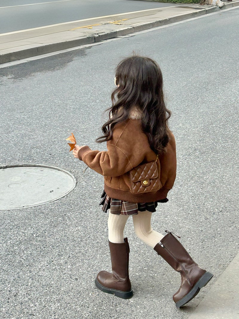 Girls' Coat 8-12 Winter Lamb Wool Loose Faux Fur One Coat Lamb Wool Children'S Wear Boys' Fur - Image 3
