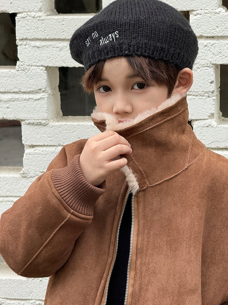 Girls' Coat 8-12 Winter Lamb Wool Loose Faux Fur One Coat Lamb Wool Children'S Wear Boys' Fur - Image 5