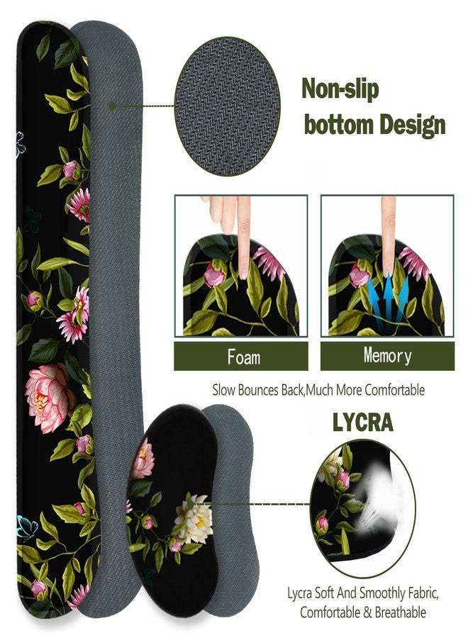 ARTSO Gaming Mouse Pad Wrist Support Set, XXL Large Desk Mat Mousepad + Keyboard Wrist Support+ Mouse Wrist Rest+Coaster 4in1 Ergonomic, Stitched Edge for Home Office -Flowers and Butterflies - Image 5