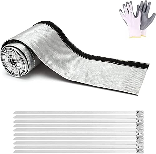Ummickl Heat Shroud Aluminized Sleeving Heat Shield Fuel line Wire Heat Sleeve for Ultimate Heat Protection Hose Wire Sleeving, 1/2" I.D.x 10FT with 10PCS Stainless Steel(304) Cable Metal Ties-Silver - Image 1