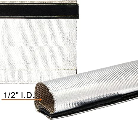 Ummickl Heat Shroud Aluminized Sleeving Heat Shield Fuel line Wire Heat Sleeve for Ultimate Heat Protection Hose Wire Sleeving, 1/2" I.D.x 10FT with 10PCS Stainless Steel(304) Cable Metal Ties-Silver - Image 5