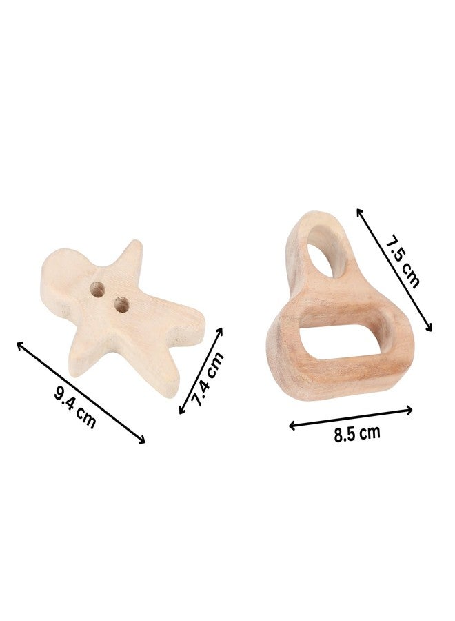 Babbles Neem Wood Teethers for Babies | Wooden Teethers for 6 to 12 Months Baby | Natural and Antibacterial (Man Shape+Pacifier) - Image 4