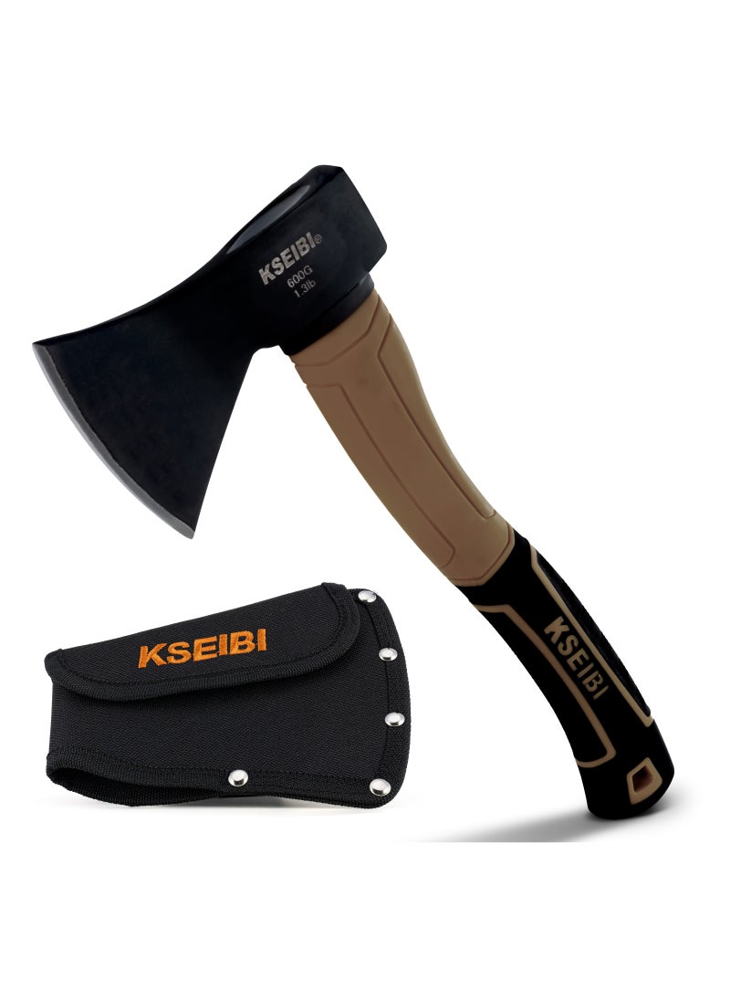 KSEIBI Camp Hatchet with Sheath, Camping Axe for Splitting and Kindling Wood, Forged Steel Blade with Anti-Slip and Shock Reduction Handle Great Throwing Hatchets  - Image 1