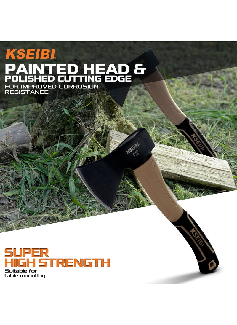 KSEIBI Camp Hatchet with Sheath, Camping Axe for Splitting and Kindling Wood, Forged Steel Blade with Anti-Slip and Shock Reduction Handle Great Throwing Hatchets  - Image 3