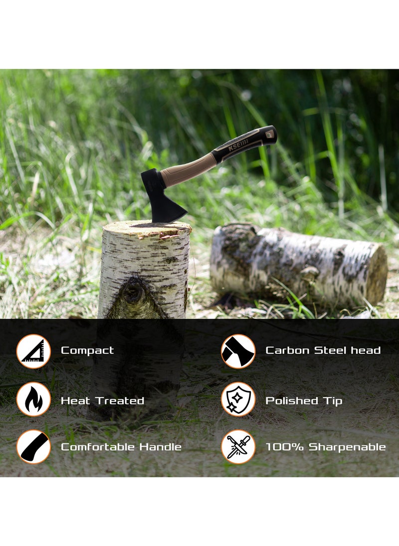 KSEIBI Camp Hatchet with Sheath, Camping Axe for Splitting and Kindling Wood, Forged Steel Blade with Anti-Slip and Shock Reduction Handle Great Throwing Hatchets  - Image 4