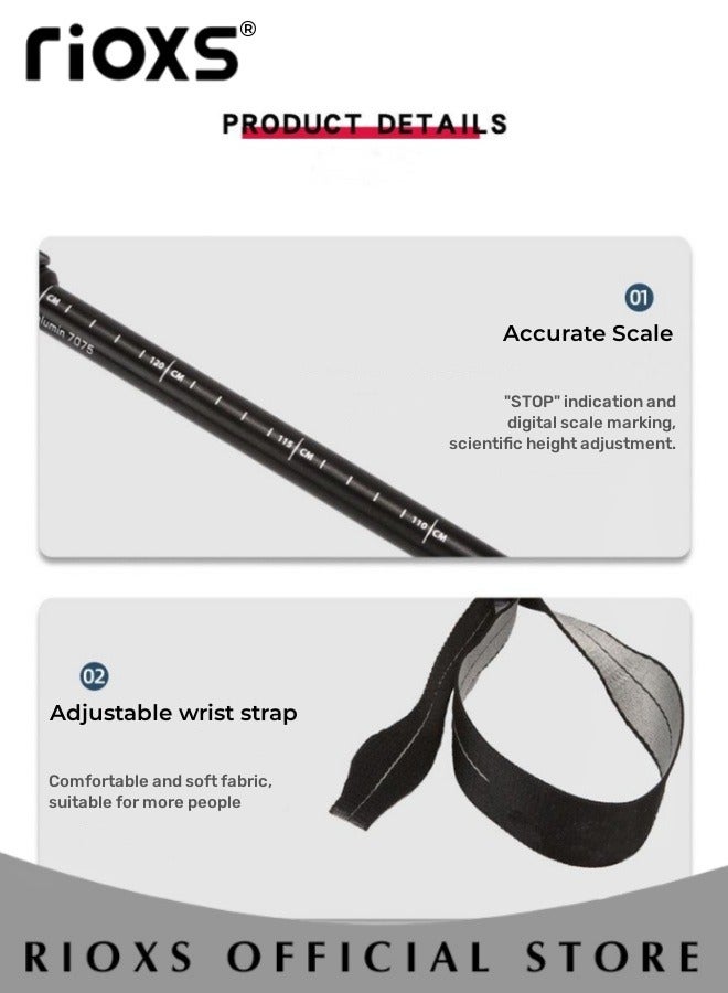RIOXS Hiking Trekking Poles, Camping Anti Shock Walking Poles Outdoor Trekking Stick, Collapsible Hiking Stick Pole, Mountaineering Trekking Pole, Collapsible Pole With Adjustable Locking Clip - Image 5