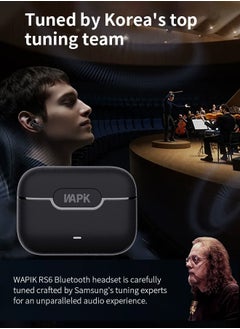 WAPIK Korean Brand RS6 True Wireless Earpods, 6 Mics Hybrid ANC with AI Wind Noise Reduction, -42dB Noise Cancelling, Transparency Mode, Normal Mode, ANC Mode, 30-Hour Battery Life, Bluetooth 5.4, IPX5 Waterproof, Powerful Bass, Black.  - Image 3