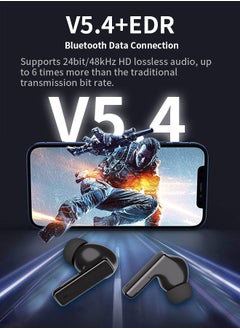 WAPIK Korean Brand RS6 True Wireless Earpods, 6 Mics Hybrid ANC with AI Wind Noise Reduction, -42dB Noise Cancelling, Transparency Mode, Normal Mode, ANC Mode, 30-Hour Battery Life, Bluetooth 5.4, IPX5 Waterproof, Powerful Bass, Black.  - Image 5