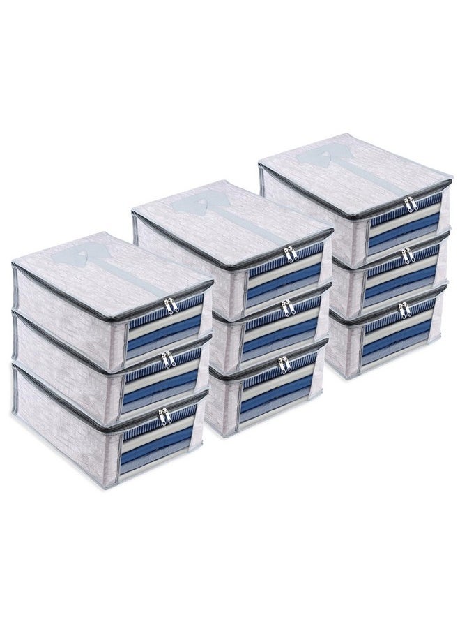 Kuber Industries Kuber Industries Shirt Cover | Shirt Storage Organizer | Foldable Shirt Cover | Wardrobe Organizer With Transparent Window | Jute Printed Shirt Bag | Pack Of 9 | Gray, 32 CM, 16 Cm  - Image 1