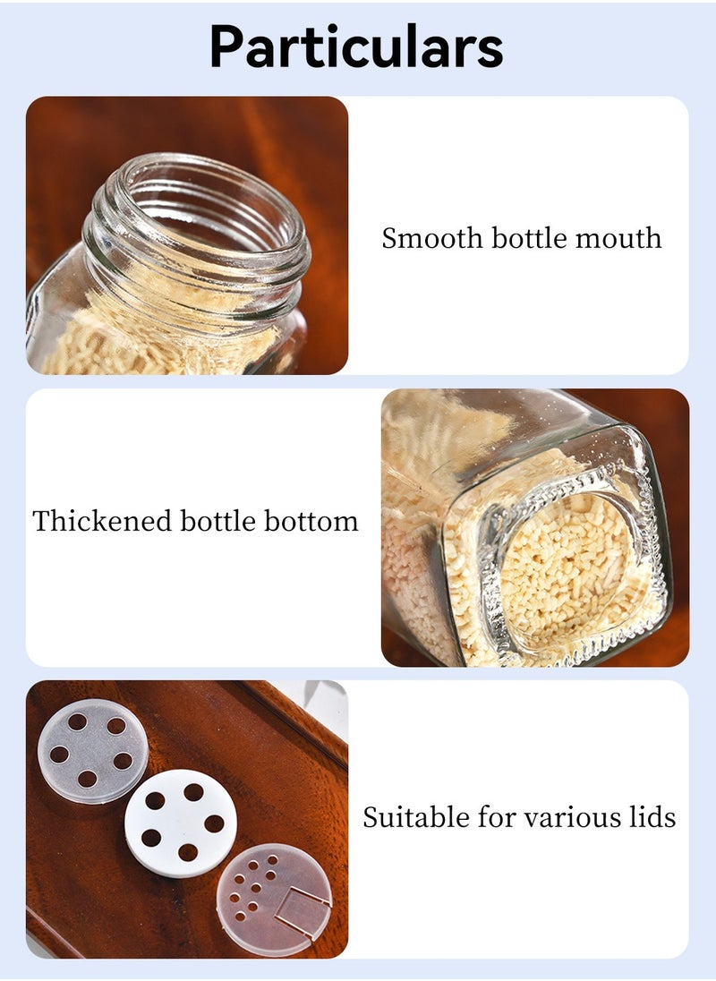 LEOKOR - 12 Pcs Glass Spice Jars 4oz Empty Square Spice Containers, Glass Food Storage Containers Jars with Bamboo Lids, Labels Stickers,Silicone Collapsible Funnel - Image 1