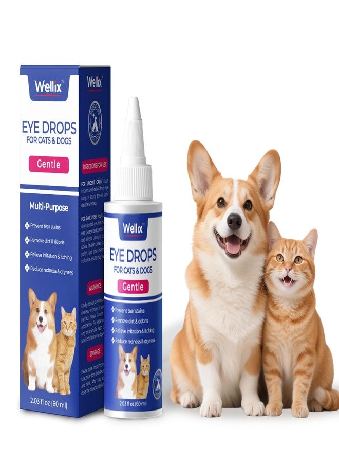 Wellix PET Dog Eye Drops, Eye Drops for Dogs&Cats, Dog Eye Infection Treatment to Soothe Eye Allergy, Soothe Dry Eyes Pink Eyes, Dog Tear Stain Cleaner-60ml - Image 1