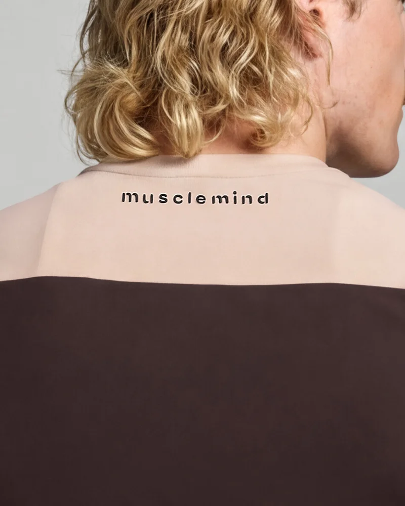 Musclemind Beige& Brown Essential Performance Colour Block T-shirt for Men | Best Price UAE