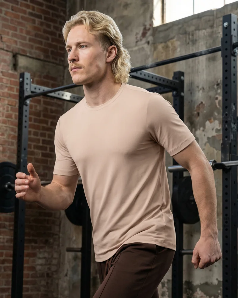 Musclemind Beige& Brown Essential Performance Colour Block T-shirt for Men | Best Price UAE