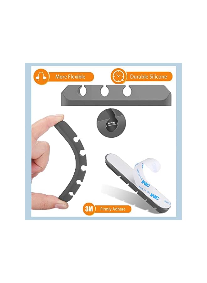 promass Cable Holders Clips for Cable Management Tidy Power Cord, USB Cable Organizer Wire Holder for TV, PC, Home and Office Desktop Cable, Car Charger Cables Orgainser - 2 Pieces - (Cool Grey) - Image 5