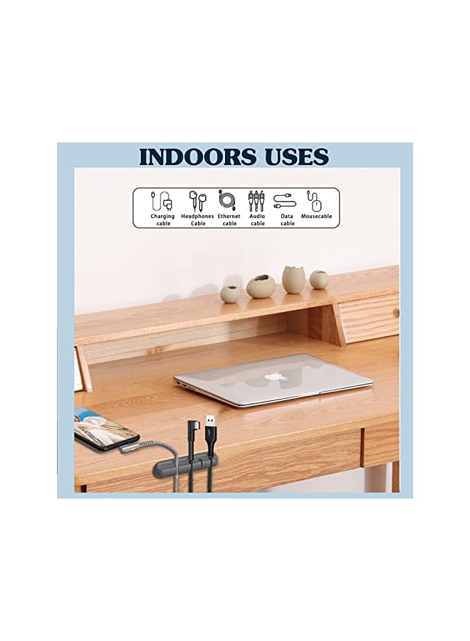 promass Cable Holders Clips for Cable Management Tidy Power Cord, USB Cable Organizer Wire Holder for TV, PC, Home and Office Desktop Cable, Car Charger Cables Orgainser - 2 Pieces - (Cool Grey) - Image 2