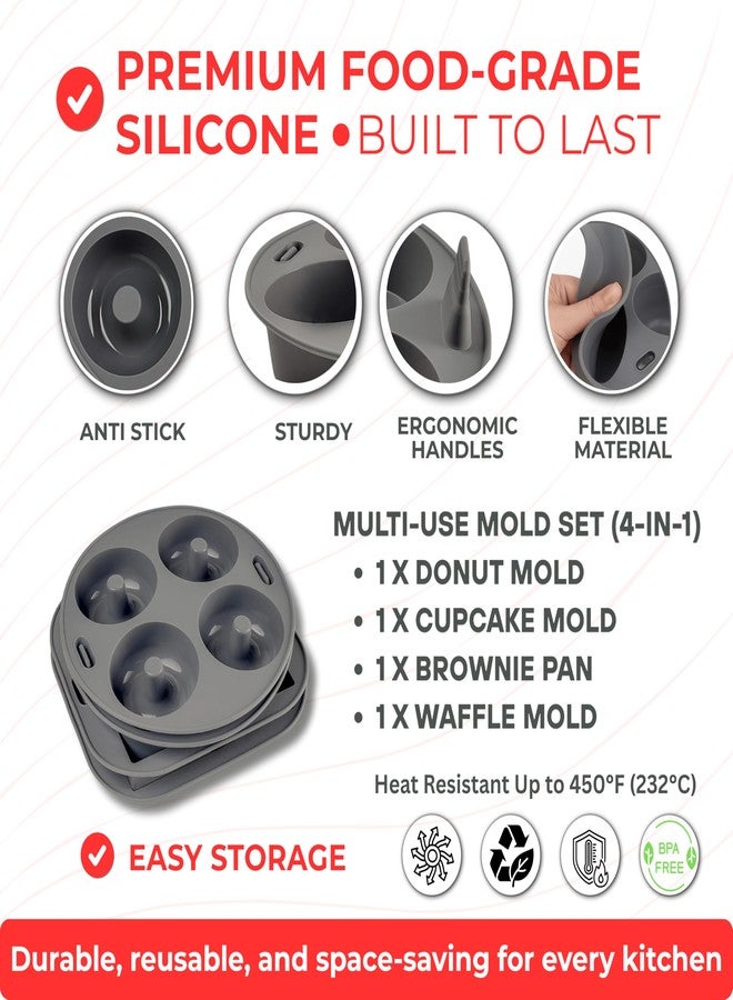 إي إم مجموعة قوالب خبز سيليكونية من 4 قطع للقلاية الهوائية من EM، مثالية للكيك والدونات والوافل والبراونيز - قوالب خبز سيليكونية قابلة لإعادة الاستخدام للقلايات الهوائية سعة 3-5 كوارت - ملحقات خبز سهلة التنظيف للقلاية الهوائية للخبازين المنزليين - Image 3