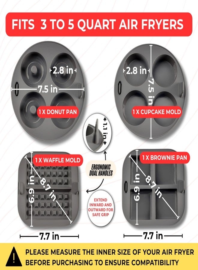 إي إم مجموعة قوالب خبز سيليكونية من 4 قطع للقلاية الهوائية من EM، مثالية للكيك والدونات والوافل والبراونيز - قوالب خبز سيليكونية قابلة لإعادة الاستخدام للقلايات الهوائية سعة 3-5 كوارت - ملحقات خبز سهلة التنظيف للقلاية الهوائية للخبازين المنزليين - Image 2