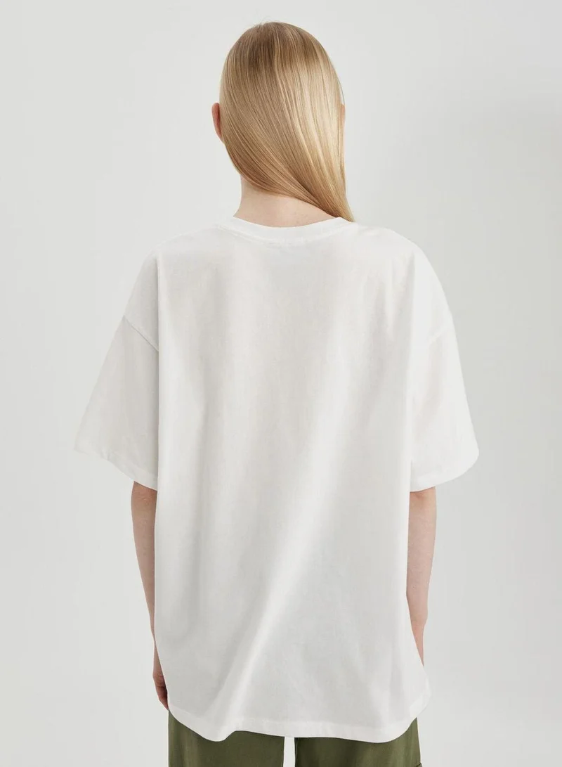 DeFacto Oversize Fit Crew Neck Printed Short Sleeve T-Shir