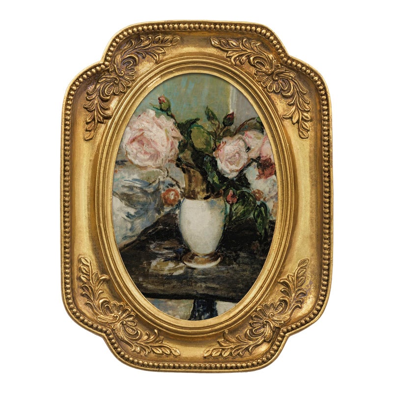 FOLKOR Vintage Flower Painting with Gold Frame Floral Canvas Wall Art Prints for Tabletop Shelf Gallery Wall Decor Retro Bouquet Still Life Artwork for Dining Room Hallway 4x6 - Image 2
