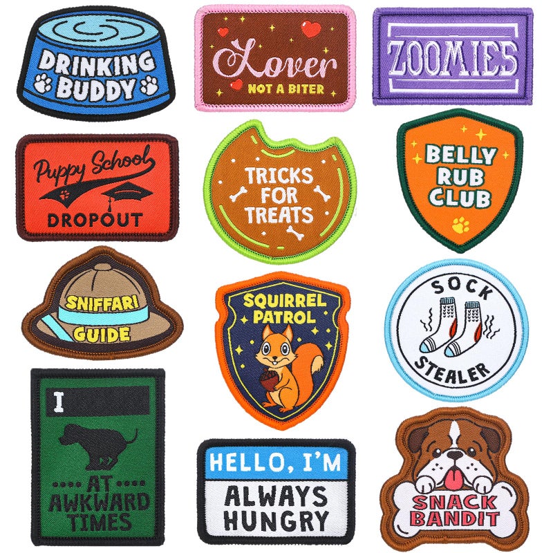 Solsew 12 Pcs Funny Cute Dog Patches for Harness Removable Vest Collar Hook Patch Set Dogs Proud Puppy Dad Mom Training Security Military Tactical Novelty Accessories Gifts - Image 1