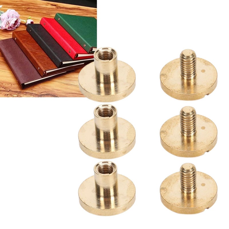 Brass Binding Rivets 50 Pieces Round Flat Head Slot Screw 10x4mm For Leather Bookbinding DIY Crafts - Image 5