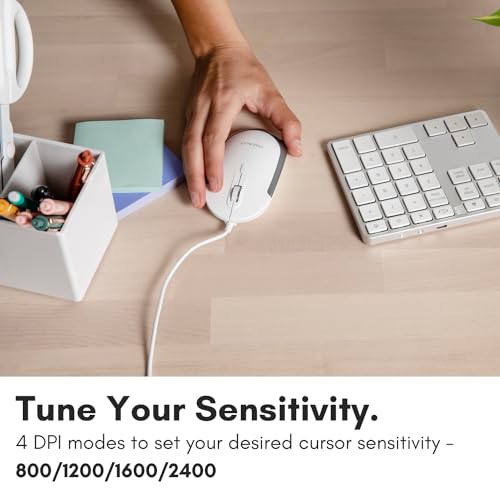 Macally Wired USB C Mouse for Mac & Windows - 3 Button & Scroll Wheel USB Type C Mouse - Comfortable Ambidextrous Design - Compact Wired Mouse with Optical Sensor & DPI Switch 800/1200/1600/2400 - Image 4